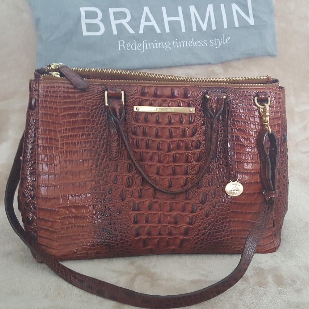 Brahmin Satchel handbag in pecan